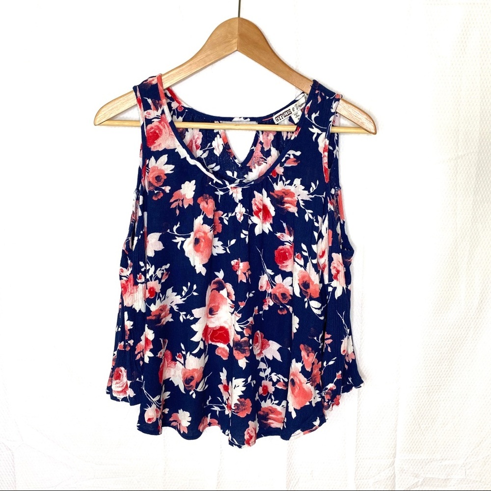 Gypsies of‎ Wonderlust Cold Shoulder Blouse Top - M